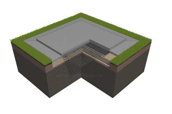 Фундамент монолитная лента на плите, Фундамент монолитная стены на плите, Монолитная ванна 