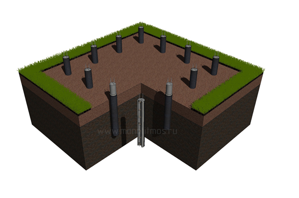 Фундамент монолитная лента на плите, Фундамент монолитная стены на плите, Монолитная ванна 