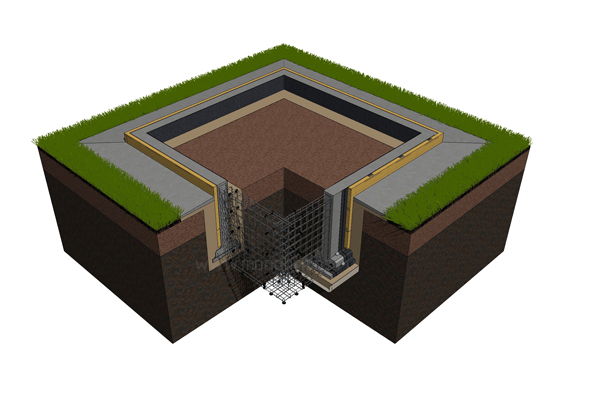 Фундамент монолитная лента на плите, Фундамент монолитная стены на плите, Монолитная ванна 