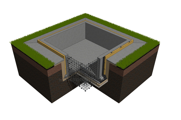 Фундамент монолитная лента на плите, Фундамент монолитная стены на плите, Монолитная ванна 
